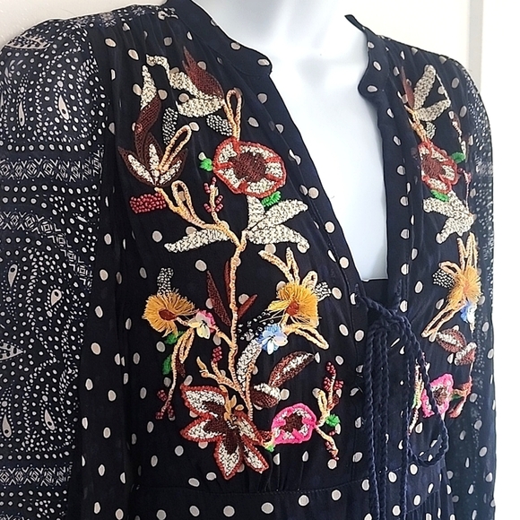 Anthropologie Maeve Cassidy Embroidered Beaded Midi Dress Size 2 - Picture 2 of 16